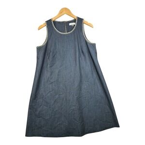 Calvin Klein Embroidered Denim Chambray Dress size 12‎ Blue